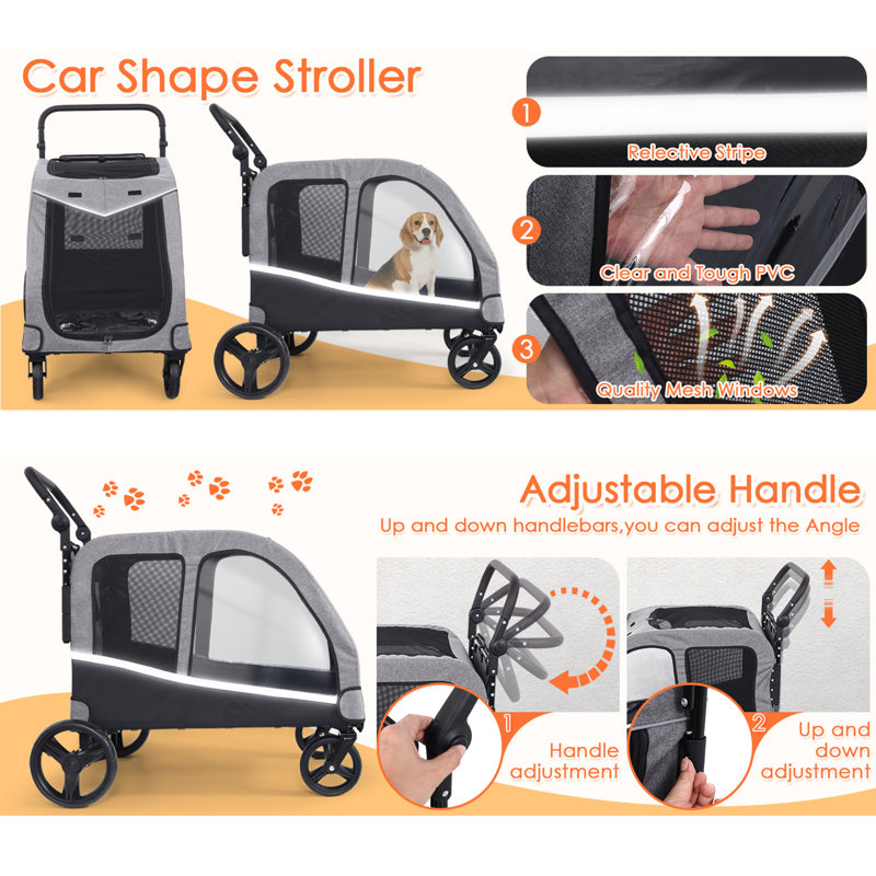 kepptory Folding Dog Stroller For Large Dogs Extra Large Pet Stroller & Reviews Wayfair